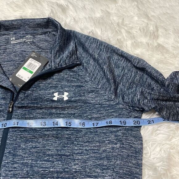 Under Armour Loose HeatGear Size Large Blue Heather 1/2 Zip Long Sleeve Top - Picture 4 of 9